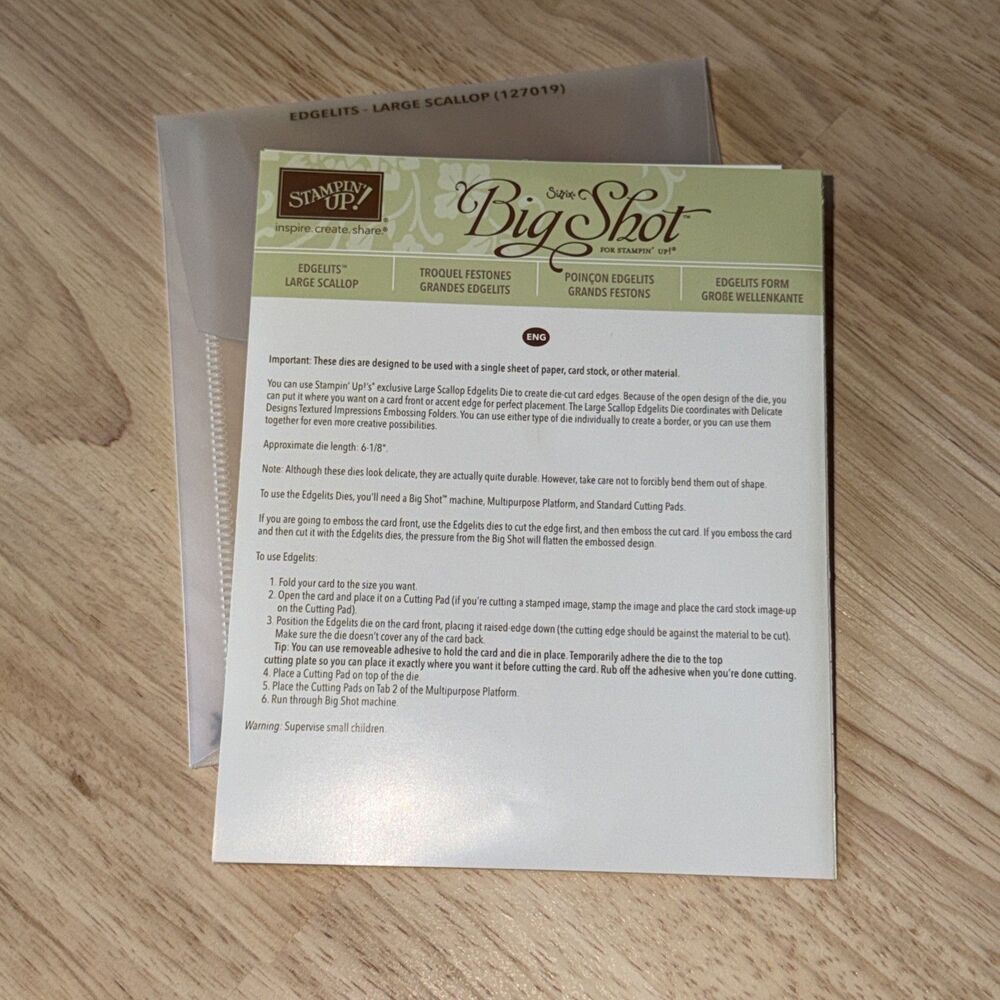 Stamping’ Up! “LARGE SCALLOP” Edgelits Big Shot Sizzix (127019)